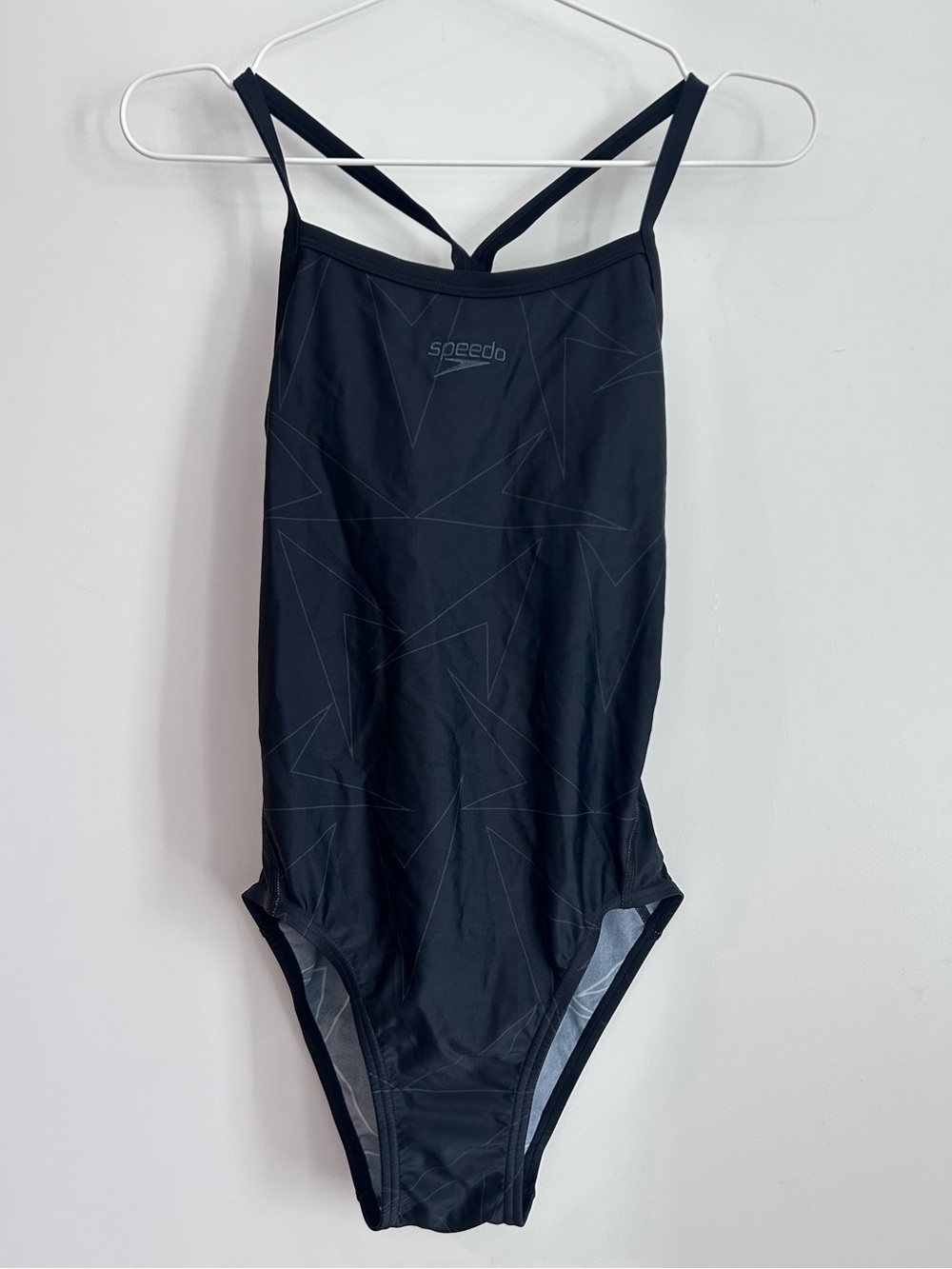 Speedo Black Slim-Cut One-Piece Swim Suit with Thin Crossback Straps